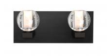 Besa Lighting 2WF-BOCABB-LED-BK - Besa, Boca Vanity, Clear Bubble, Black Finish, 2x3W LED