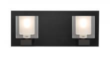 Besa Lighting 2WF-BOLOFR-LED-BK - Besa, Bolo Vanity, Clear/Frost, Black Finish, 2x3W LED