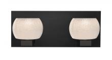 Besa Lighting 2WF-KENOWH-LED-BK - Besa, Keno Vanity, White Sand, Black Finish, 2x3W LED