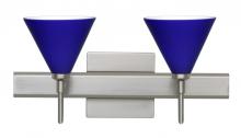 Besa Lighting 2SW-5121CM-SN-SQ - Besa Wall With Sq Canopy Kani Satin Nickel Cobalt Blue Matte 2x40W G9