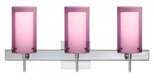 Besa Lighting 3SW-A44007-LED-CR-SQ - Besa Pahu 4 Wall With SQ Canopy 3SW Transparent Amethyst/Opal Chrome 3x5W LED