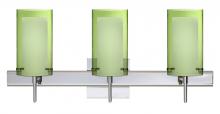 Besa Lighting 3SW-L44007-CR-SQ - Besa Pahu 4 Wall With SQ Canopy 3SW Transparent Olive/Opal Chrome 3x40W G9