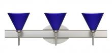 Besa Lighting 3SW-5121CM-SN - Besa Wall Kani Satin Nickel Cobalt Blue Matte 3x40W G9