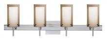 Besa Lighting 4SW-S44007-CR-SQ - Besa Pahu 4 Wall With SQ Canopy 4SW Transparent Smoke/Opal Chrome 4x40W G9