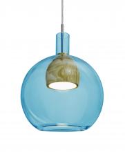 Besa Lighting J-BENJIBLMD-LED-SN - Besa, Benji Cord Pendant For Multiport Canopy, Blue/Medium, Satin Nickel Finish, 1x9W