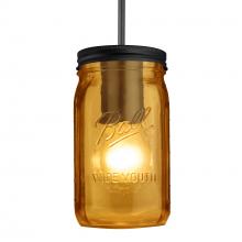 Besa Lighting J-MILO4AM-BK - Besa Pendant For Multiport Canopy Milo 4 Black Amber 1x40W Medium Base A15