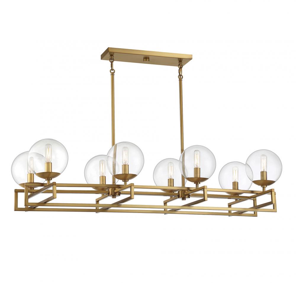 Crosby 8-Light Linear Chandelier in Warm Brass