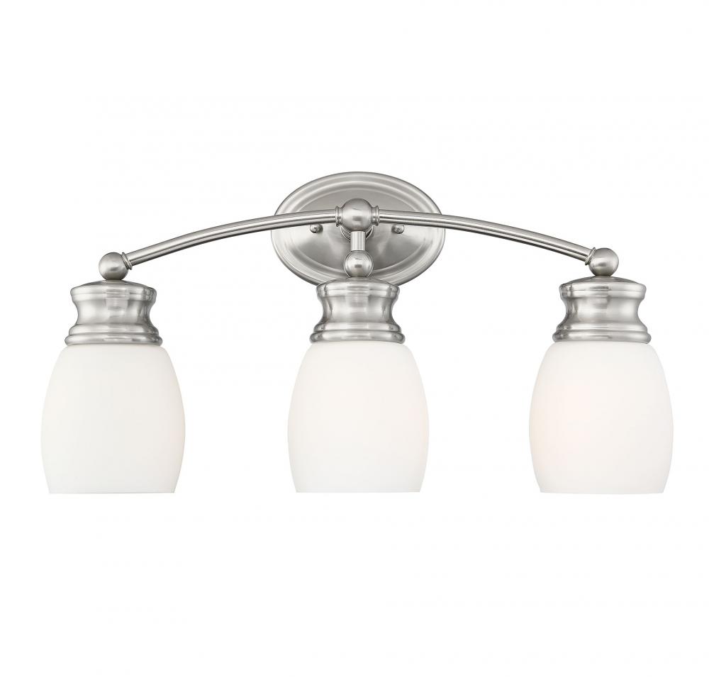 Elise 3-Light Bathroom Vanity Light in Satin Nickel