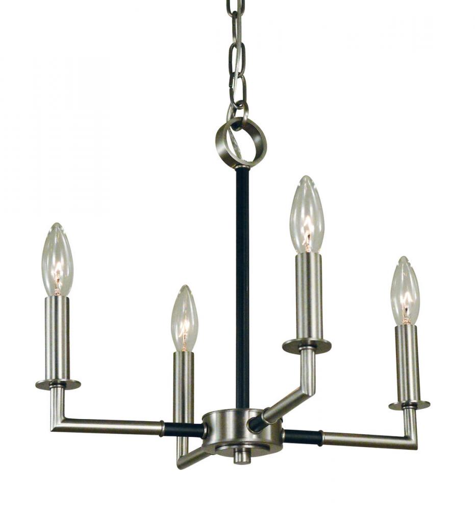 4-Light Brushed Nickel/Matte Black Schiller Chandelier