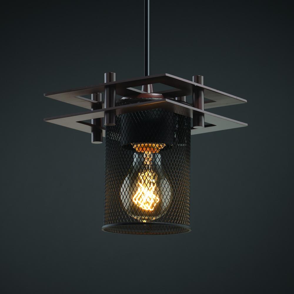 Metropolis 1-Light Small Pendant - Square Frame (2 Flat Bars)