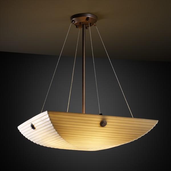 18" LED Pendant Bowl w/ CONCENTRIC CIRCLES FINIALS