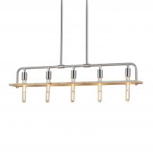 Justice Design Group ECO-8469-WOOD-NCKL - Bronx 5-Light Island Chandelier