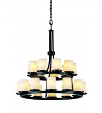 Justice Design Group FSN-8767-10-OPAL-DBRZ - Dakota 21-Light 2-Tier Ring Chandelier