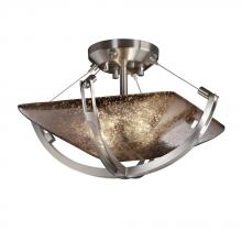 Justice Design Group FSN-9710-25-DROP-NCKL-LED-2000 - 14" Semi-Flush Bowl w/ Crossbar