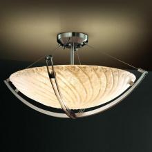 Justice Design Group GLA-9711-35-WHTW-NCKL-LED3-3000 - 18" LED Semi-Flush Bowl w/ Crossbar