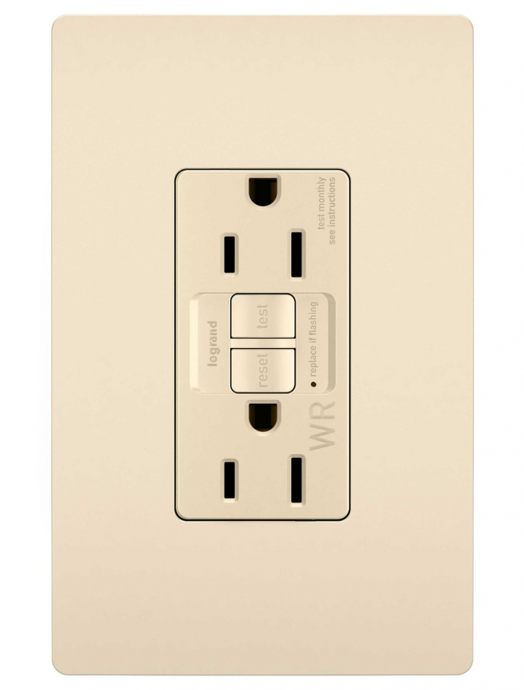 radiant? Spec Grade 15A Weather Resistant Self Test GFCI Receptacle, Light Almond