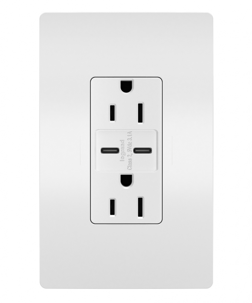 radiant? 15A Tamper-Resistant USB Type C/C Outlet, White