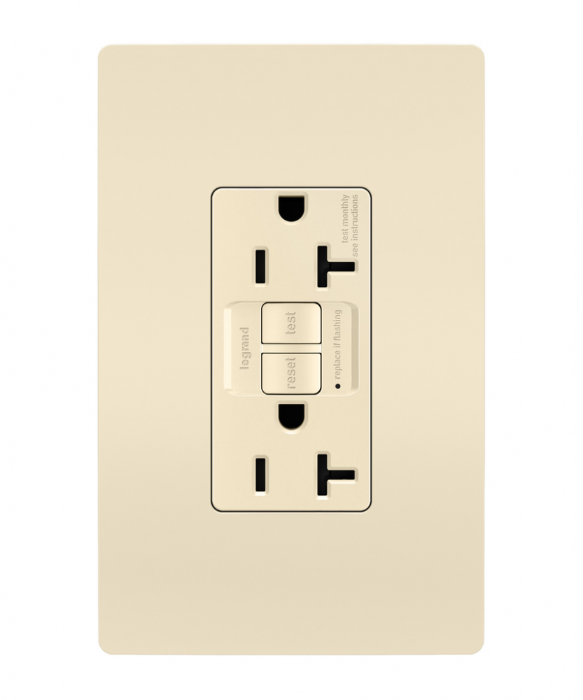 radiant? Spec Grade 20A Tamper Resistant Self Test GFCI Receptacle, Light Almond