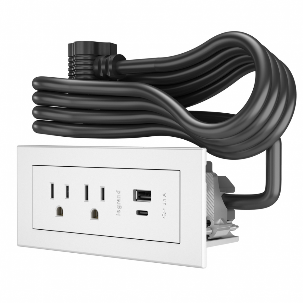 RADIANT FPC USB A/C, 6FT, WH 2 TR OL, 2 USB CHARGING PORTS