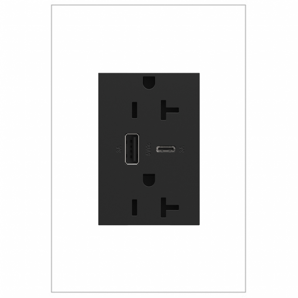 adorne? 20A Tamper-Resistant Ultra-Fast USB Type-A/C Outlet, Graphite