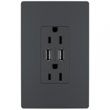 Legrand TM826USBGCCV4 - radiant? 15A Tamper-Resistant USB Outlet, Graphite