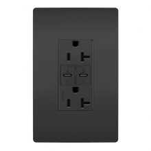 Legrand TR20USBPDBK - radiant? 20A Tamper Resistant Ultra Fast PLUS Power Delivery USB Type C/C Outlet, Black