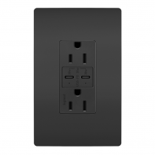 Legrand R26USBPDBK - radiant? 15A Tamper Resistant Ultra Fast PLUS Power Delivery USB Type C/C Outlet, Black