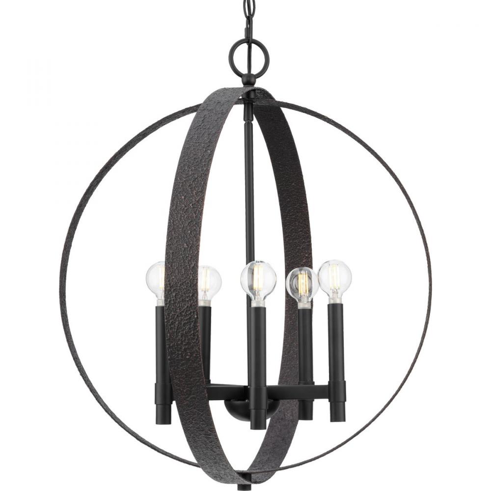 Allegheny Collection Five-Light Matte Black Rustic Modern Pendant