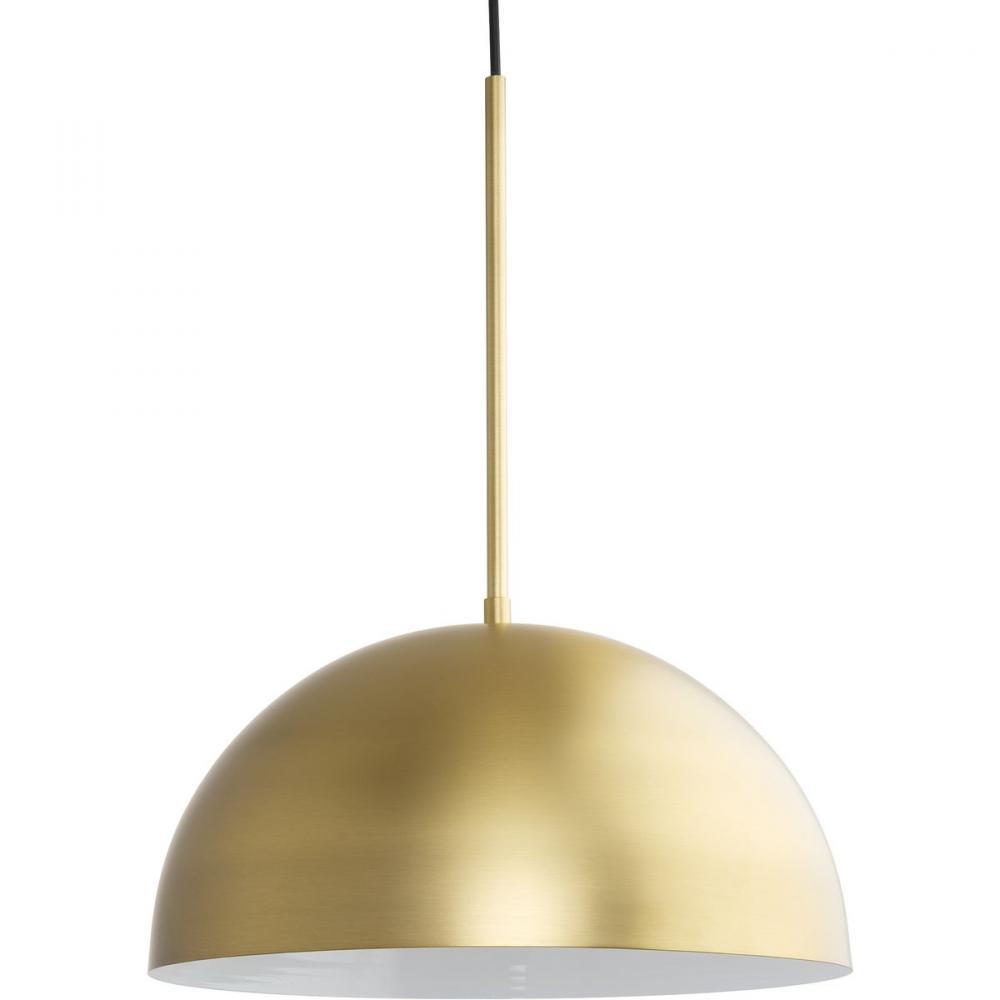 Perimeter Collection One-Light Brushed Gold Mid-Century Modern Pendant with metal Shade