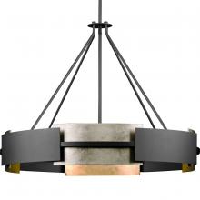 Progress P500331-31M - Lowery Collection Six-Light Matte Black Industrial Luxe Hanging Pendant Light with Aged Silver Leaf