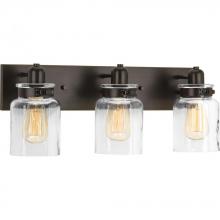 Progress P300047-020 - Calhoun Collection Three-Light Antique Bronze Clear Glass Farmhouse Bath Vanity Light