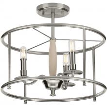 Progress P350150-009 - Durrell Collection Brushed Nickel Semi-Flush Convertible