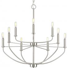 Progress P400228-009 - Leyden Collection Nine-Light Brushed Nickel Farmhouse Style Chandelier Light