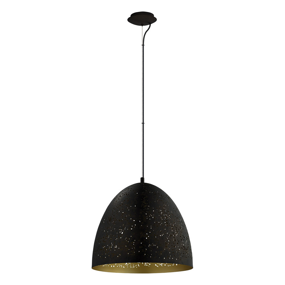 1 LT Pendant w/ Matte Black Finish & Matte Black w/ Gold Interior Metal Shade