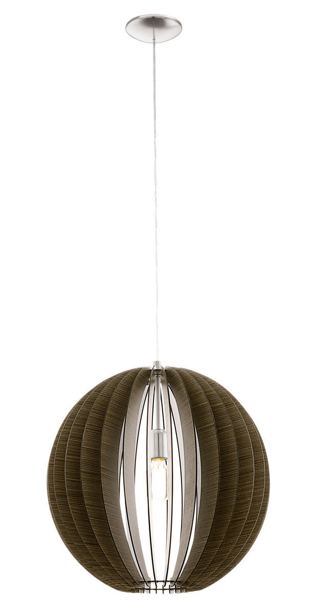 1x60W Pendant w/ Matte Nickel Finish & Dark Brown Shade