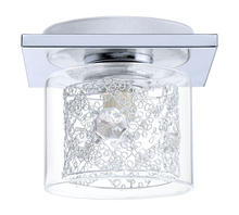 Eglo 91732A - 1x60W Ceiling Light w/ Chrome Finish & Clear Glass, Spiral Chrome Cage & Clear Crystals