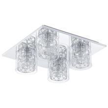 Eglo 91733A - 4x60W Ceiling Light w/ Chrome Finish & Clear Glass, Spiral Chrome Cage & Clear Crystals