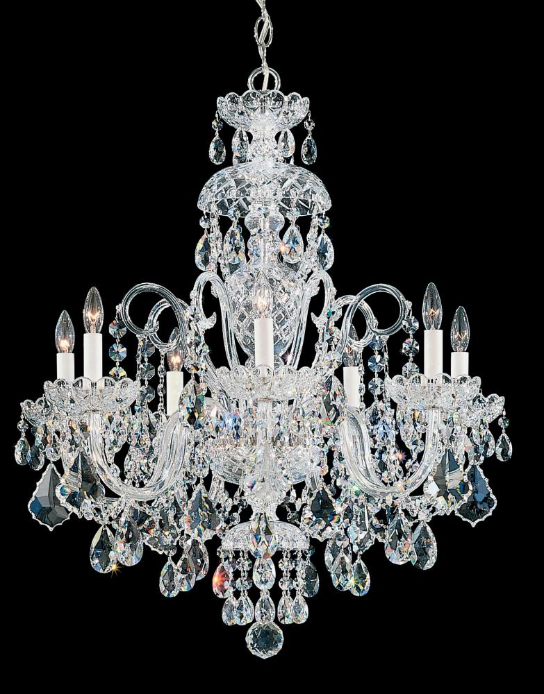 Olde World 7 Light 120V Chandelier in Polished Silver with Radiance Crystal