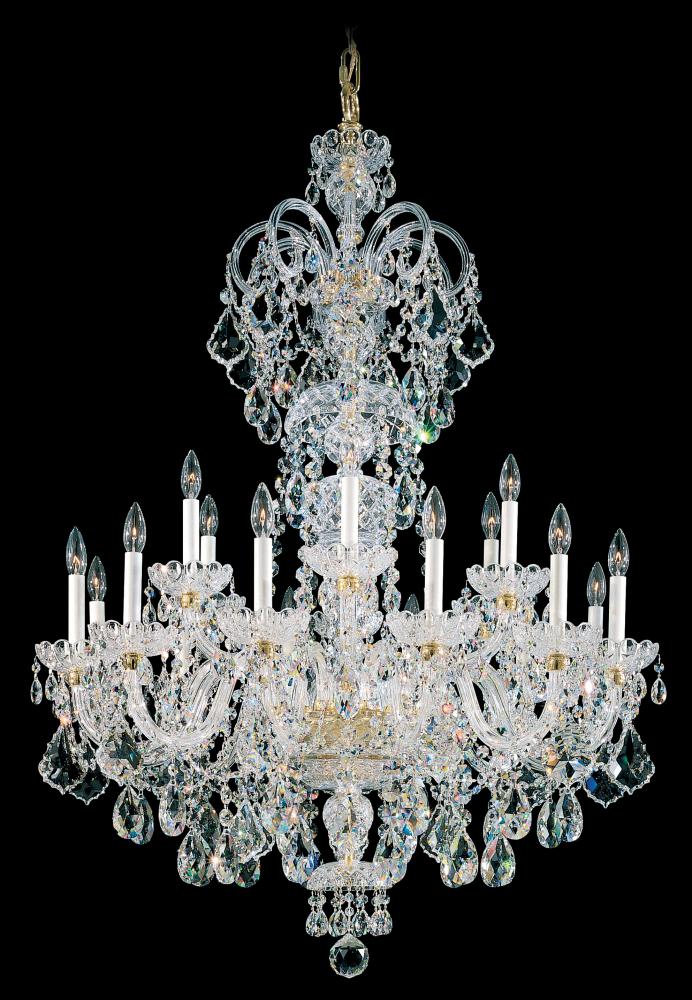 Olde World 23 Light 120V Chandelier in Polished Silver with Heritage Handcut Crystal