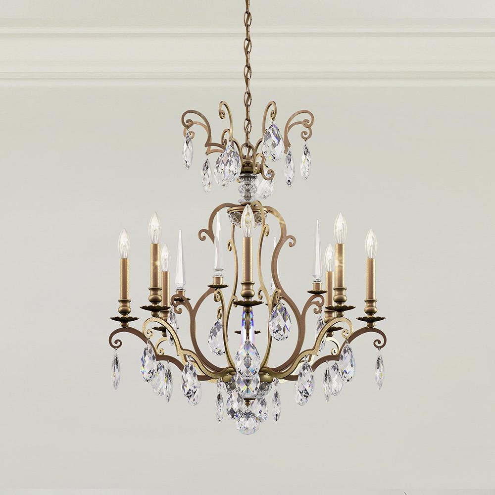 Renaissance Nouveau 8 Light 120V Chandelier in Antique Silver with Heritage Handcut Crystal