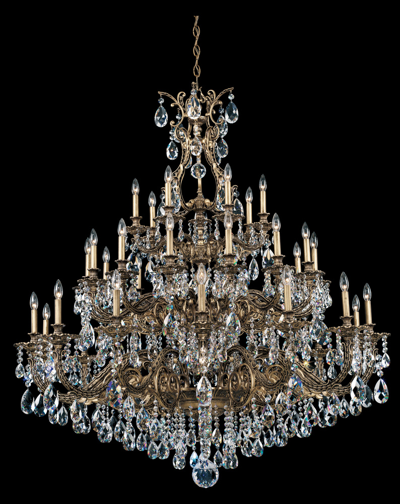 Sophia 35 Light 120V Chandelier in Florentine Bronze with Heritage Handcut Crystal