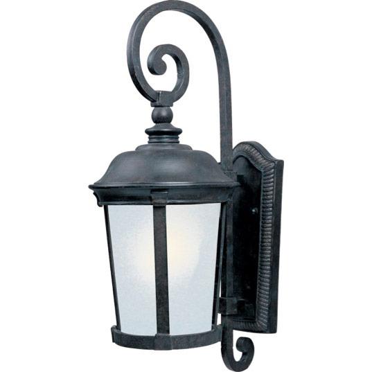 One Light Bronze Frosted Seedy Glass Wall Lantern
