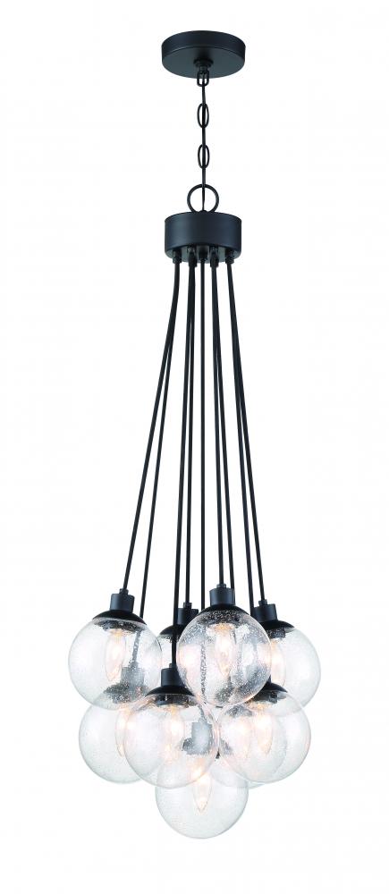 Que 9 Light Pendant in Flat Black