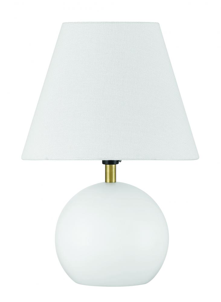 Olive 1 Light Table Lamp in White/Satin Brass