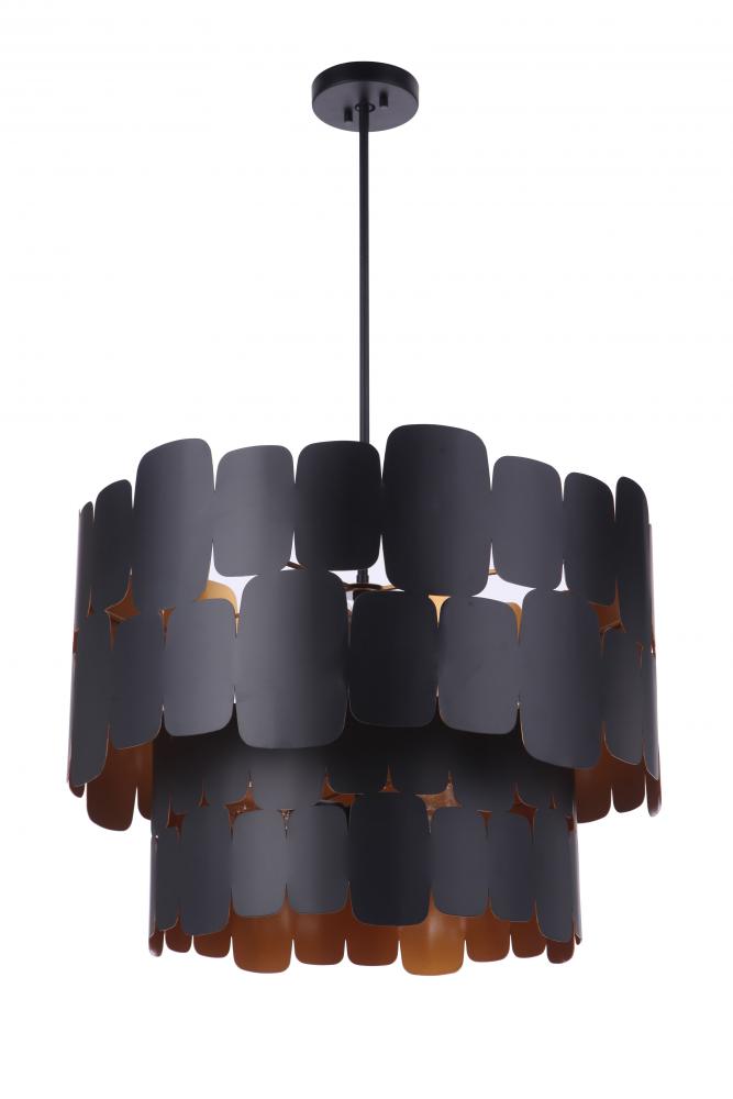 Sabrina 9 Light Pendant in Flat Black/Gold Luster