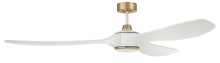 Craftmade EVY72WSB3-NWF - Envy 72" 3-Blade Ceiling Fan in White/Satin Brass w/ White Blades; Light Kit Included (optional)