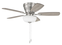 Craftmade WHL42BNK5C1 - Wheeler 42" 5-Blade 2-Light Bowl Ceiling Fan in Brushed Polished Nickel w/ Driftwood/Walnut Blad