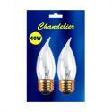 60-Watt Incandescent Flame-Tip CA10 Chandelier Bulb, Medium Base, Clear, 2-Pack