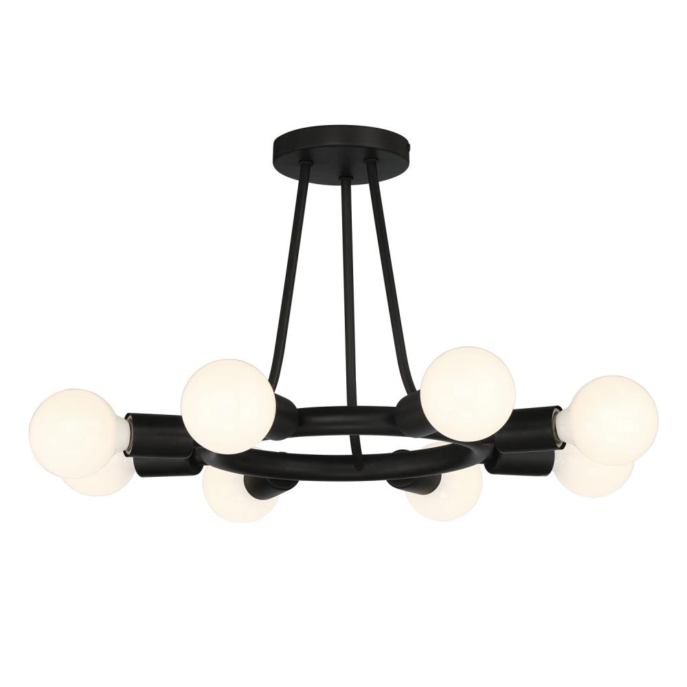 Dakota 8 Light Black Semi Flush Mount