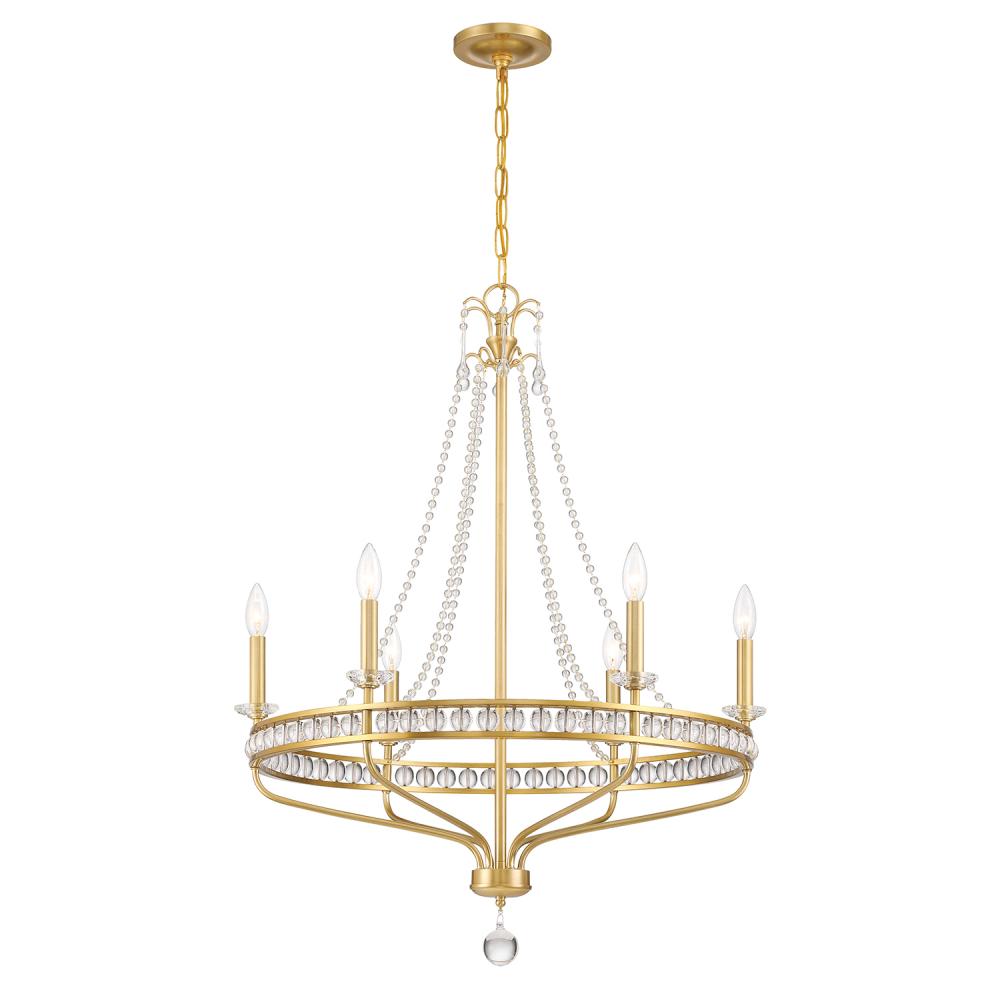 Seville 6 Light Aged Brass Chandelier